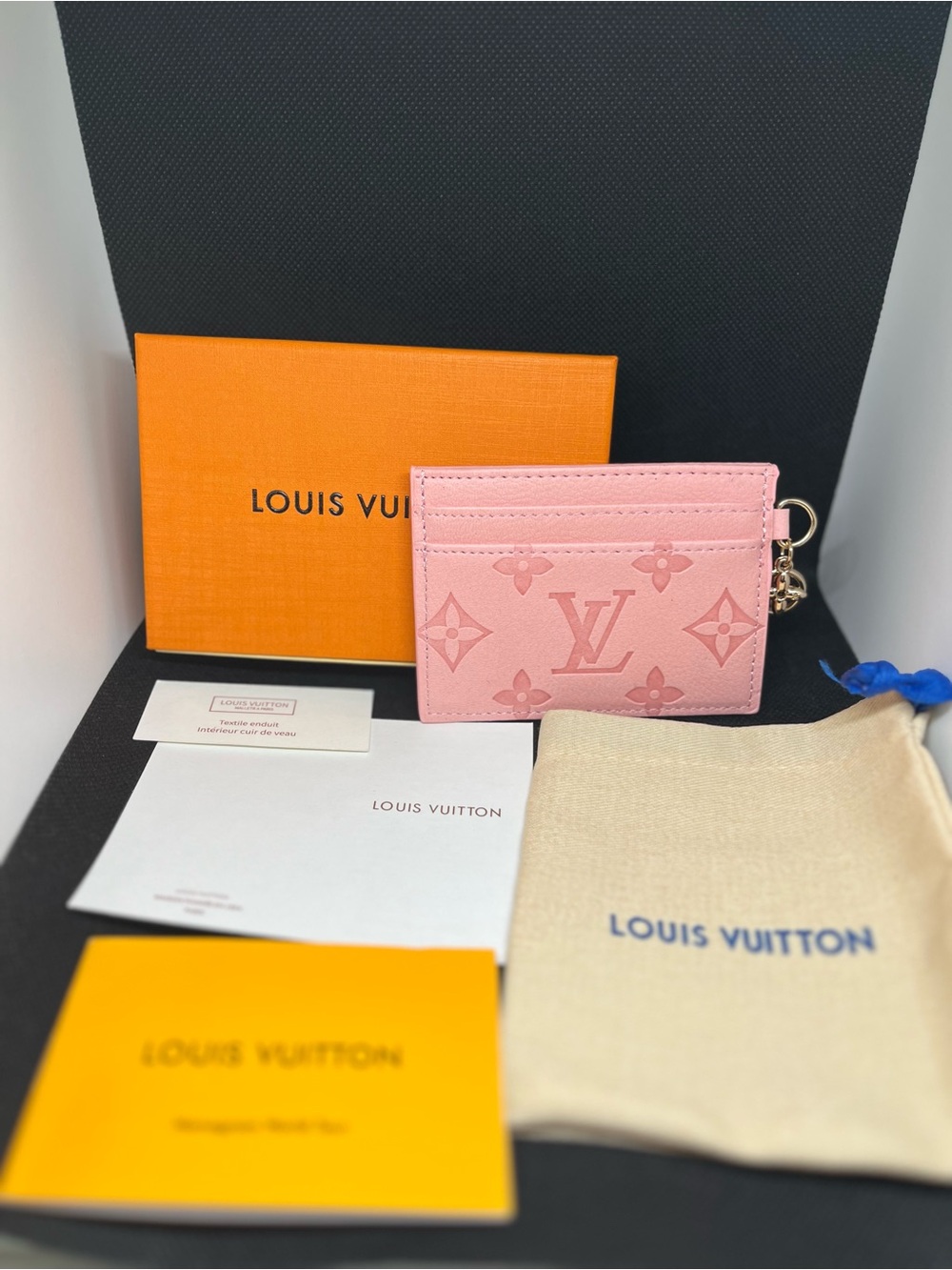 Louis Vuitton Pink Monogram Card Holder with Charm Key Ring